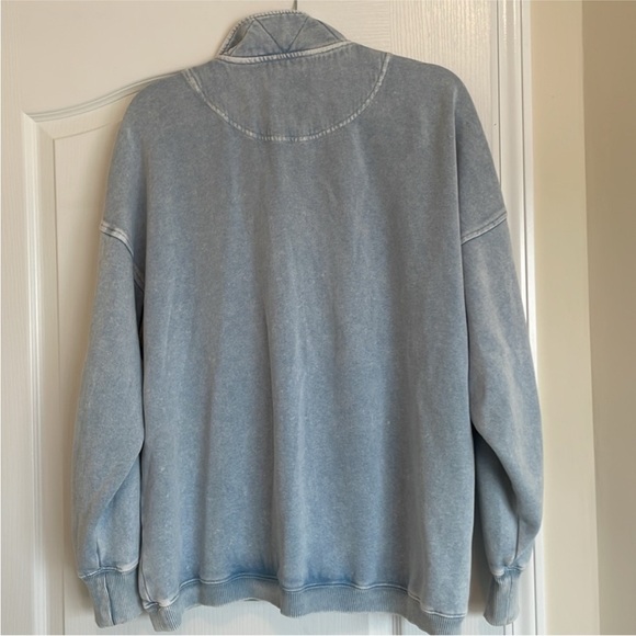 Aerie Getaway Quarter Snap Size XS Cloud Wash Blue Lounge Wear Sweatshirt NWOT - Picture 8 of 10